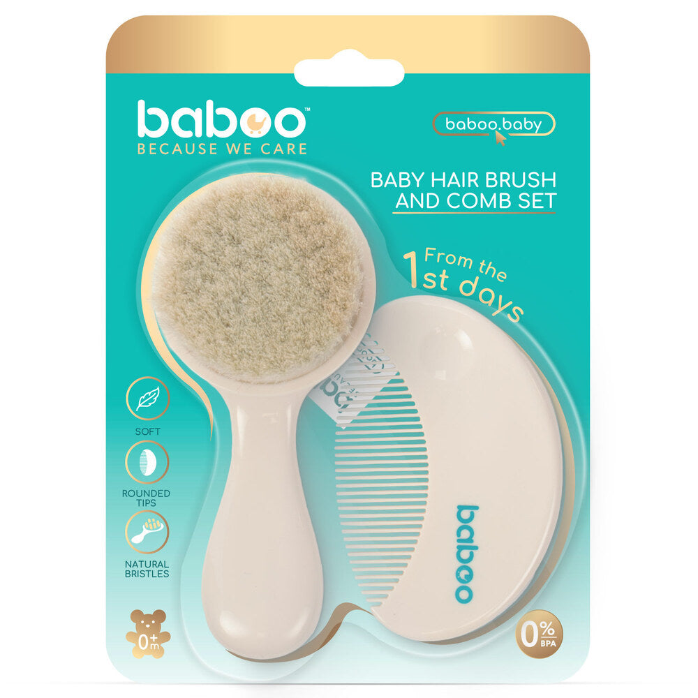 Baboo Baby Brush & Comb Set (Cream)