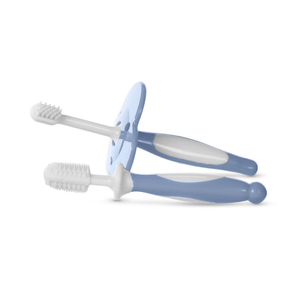 Baboo 6m+ Silicone Baby Toothbrush Set (Blue Haze)