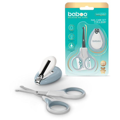 Baboo Manicure Kit for Babies Scissors & Nail Clipper 0m+ (Blue Haze)