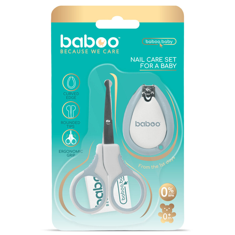 Baboo Manicure Kit for Babies Scissors & Nail Clipper 0m+ (Blue Haze)