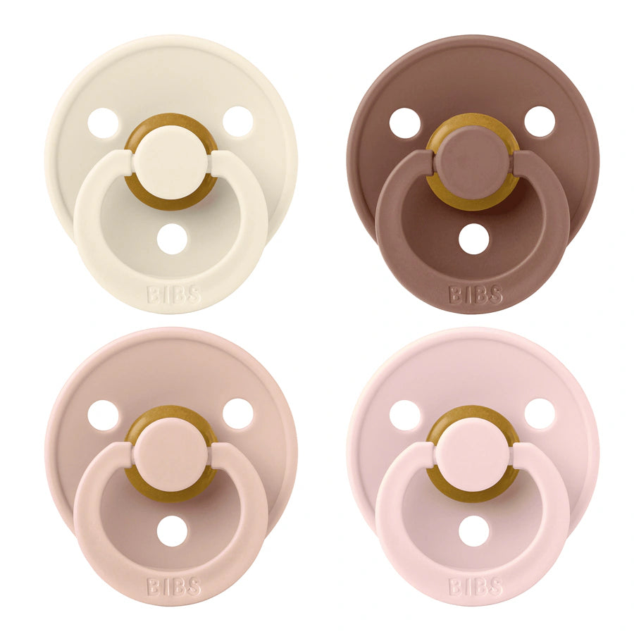 Bibs Pacifier Colour 4 Pack Latex Size 1 Ivory/Blush/Woodchuck/Blossom