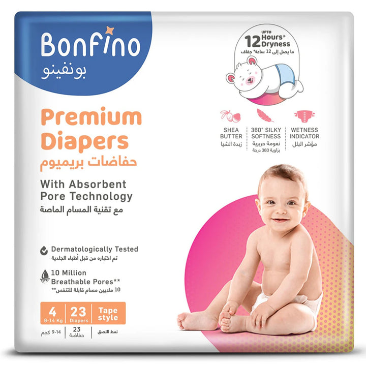 Bonfino Premium Tape Style Diaper Size 4 Large - 23pcs