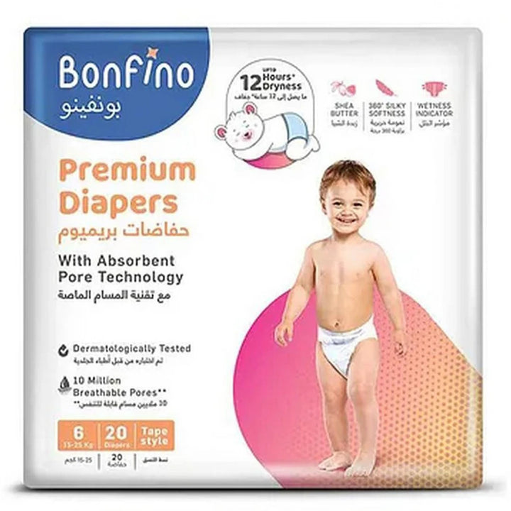 Bonfino Premium Tape Style Diaper Size 6 - 20pcs
