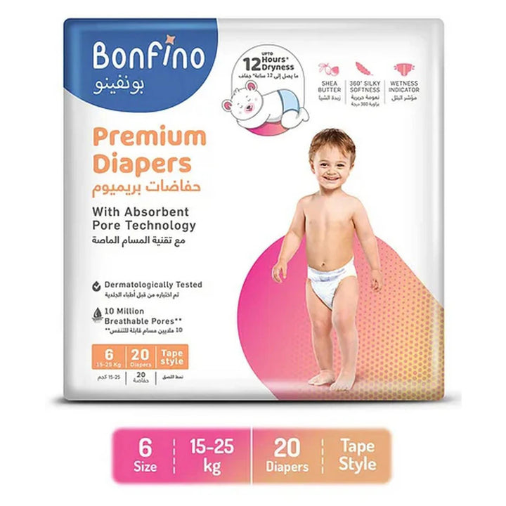 Bonfino Premium Tape Style Diaper Size 6 - 20pcs
