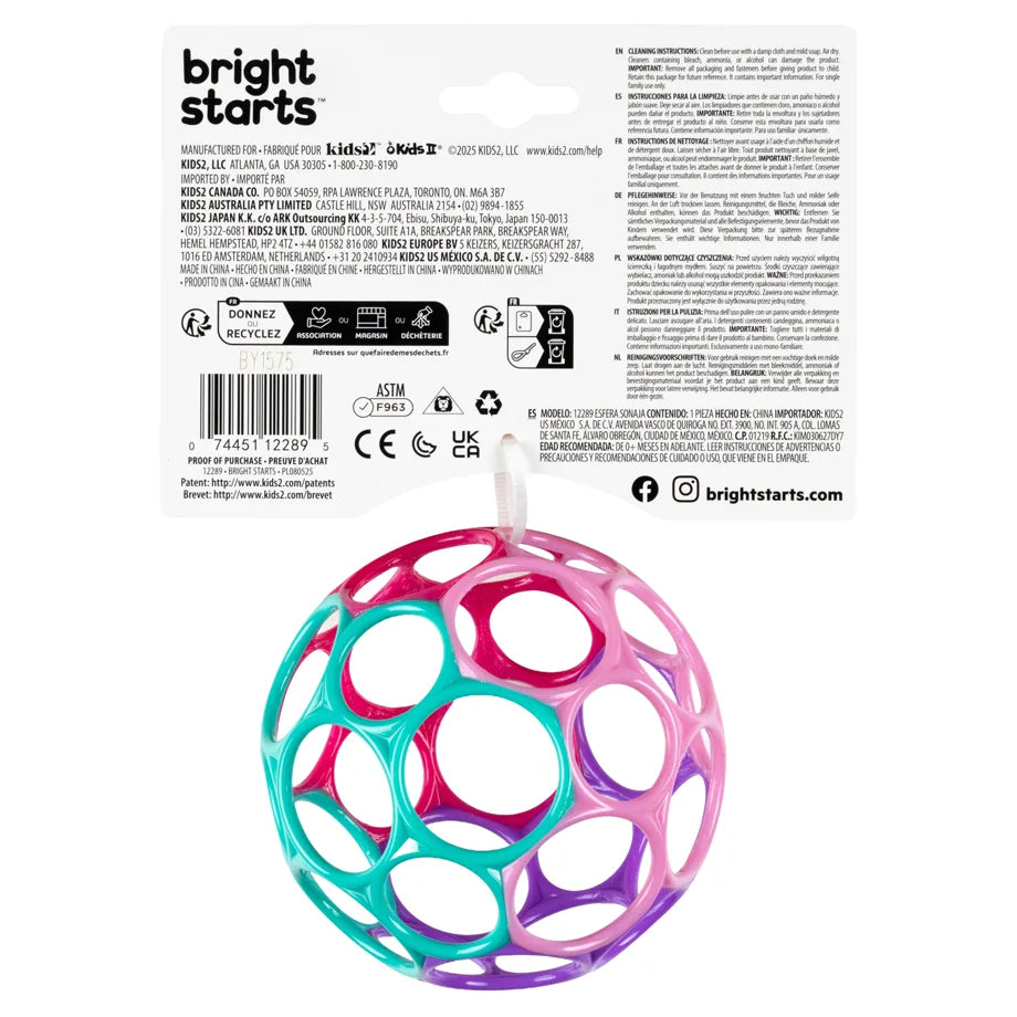 Bright Starts Oball Classic Easy-Grasp Toy (Pink/Purple)