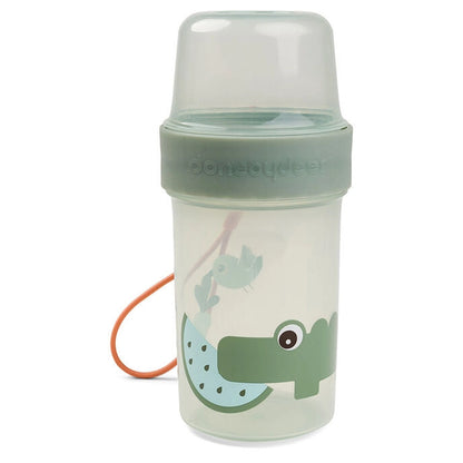 Done By Deer To Go 2-Way Snack Container L Croco Green (Green)