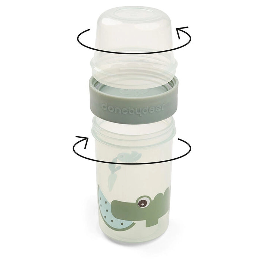 Done By Deer To Go 2-Way Snack Container L Croco Green (Green)