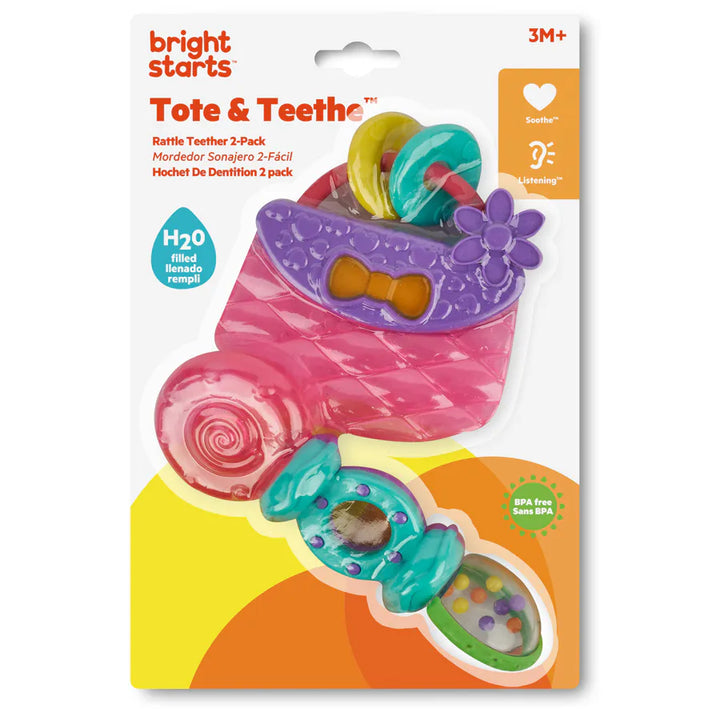 Bright Starts Tote & Teethe Rattle Teether Pack of 2