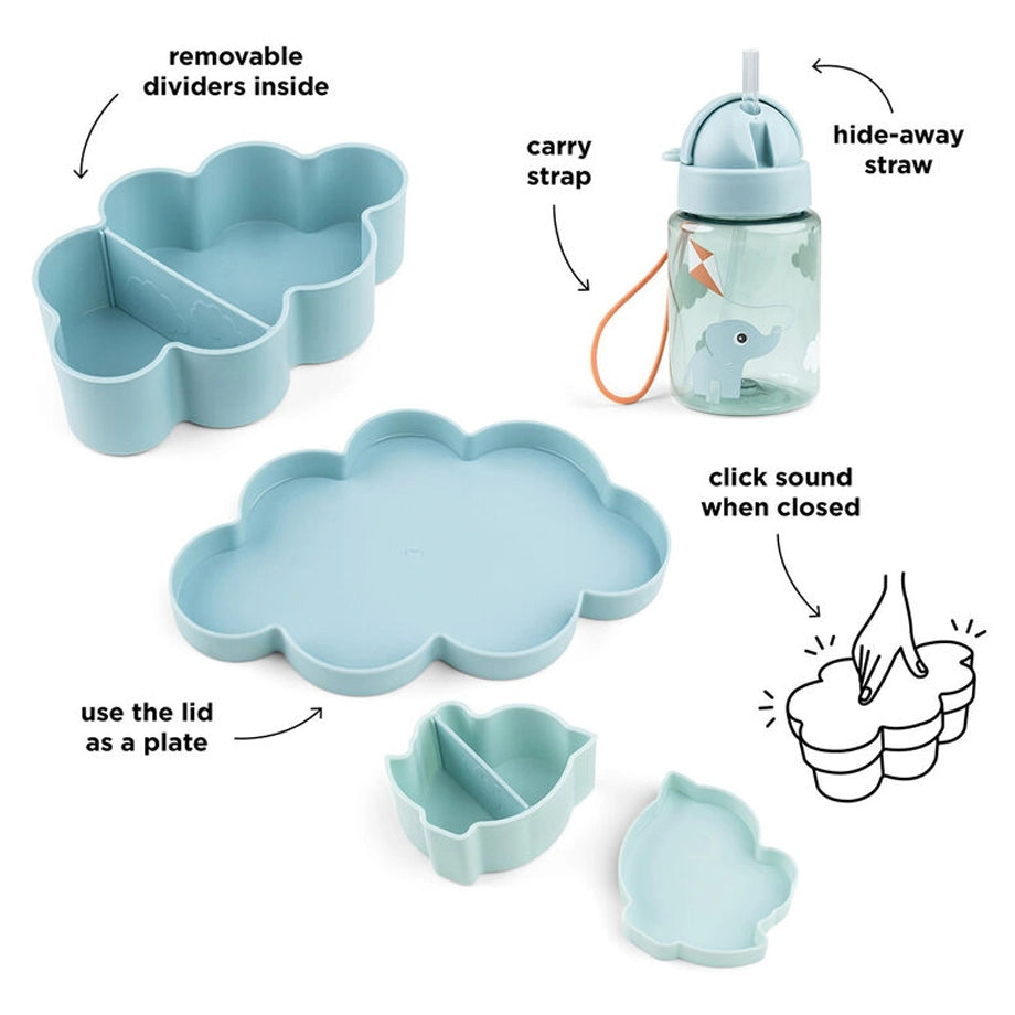 Done By Deer Lunch & Snack Box with Straw Bottle Playground Blue (Blue)