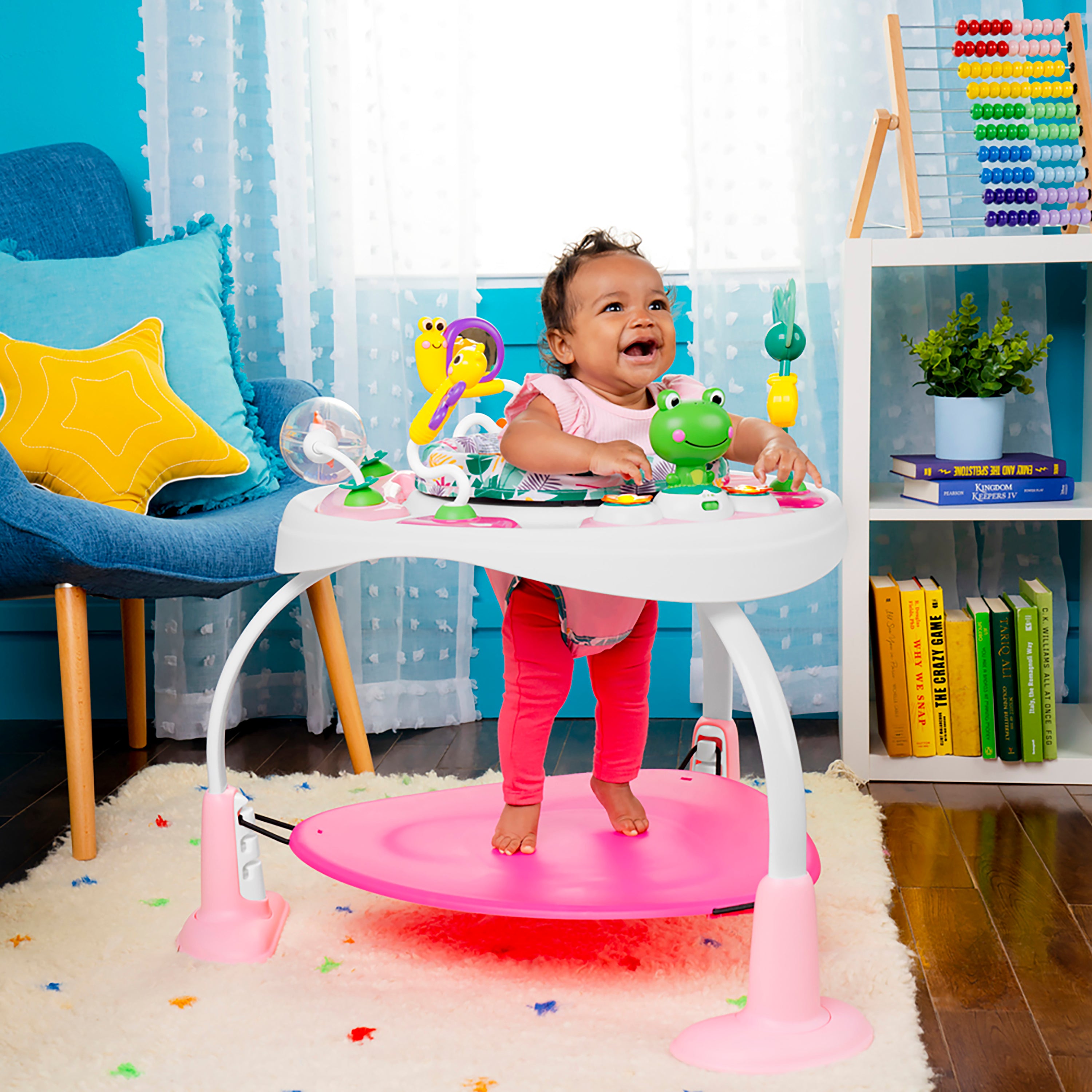Bright Starts - Bounce Bounce Baby 2-in-1 Activity Jumper & Table - Playful Palms
