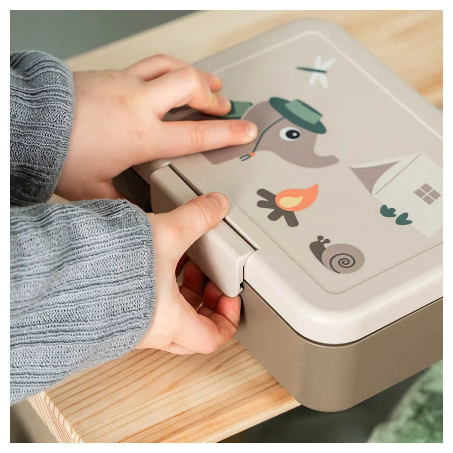 Done By Deer Lunch Box with Divider Tiny Trails (Sand)