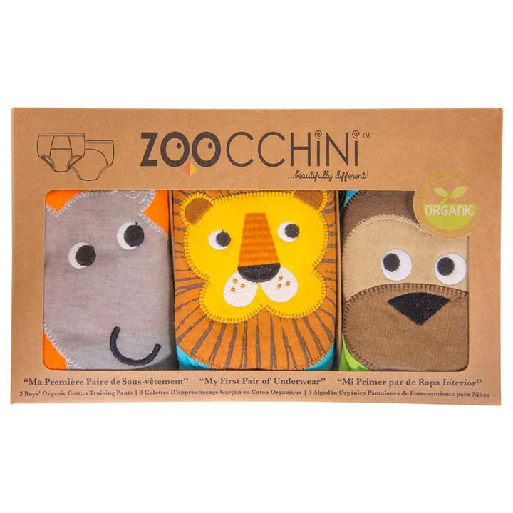 Zoocchini 3 Piece Organic Potty Training Pants Set 2T/3T Boys (Safari Friends)