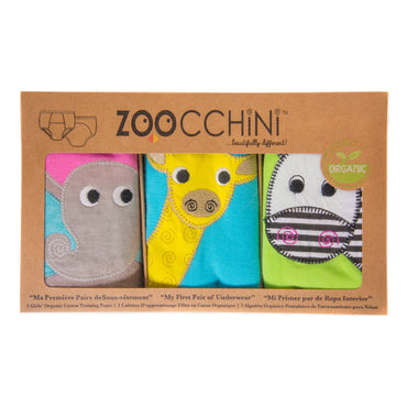 Zoocchini 3 Piece Organic Potty Training Pants 2T/3T Girls (Zoo Friends)