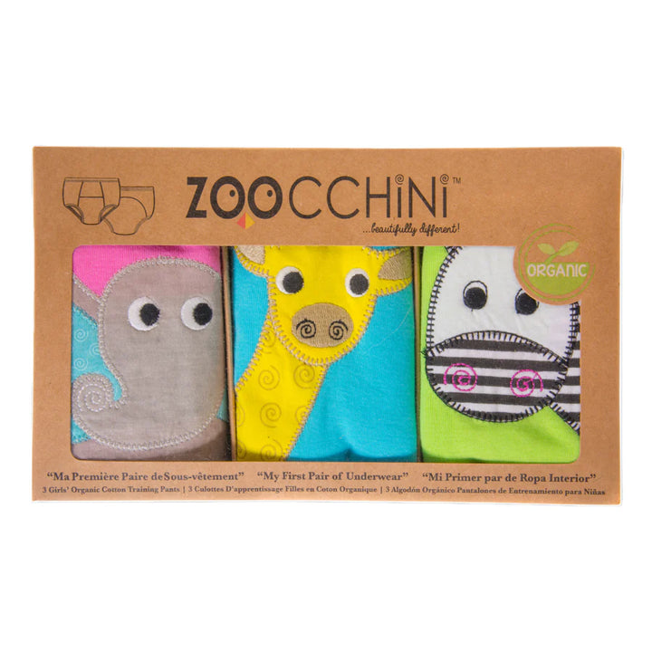 Zoocchini 3 Piece Organic Potty Training Pants 2T/3T Girls (Zoo Friends)