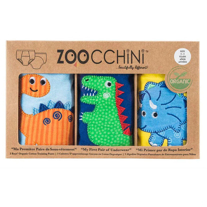 Zoocchini 3 Piece Organic Potty Training Pants Set 2T/3T Boys (Jurassic Pals)