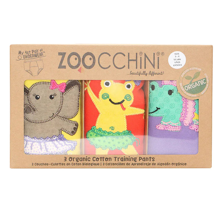 Zoocchini 3 Piece Organic Potty Training Pants Set 2T/3T Girls (Ballerina Gals)