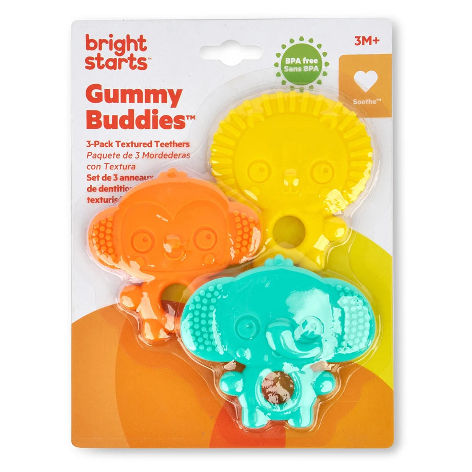 Bright Starts Gummy Buddies Textured Teethers (3-Pack)
