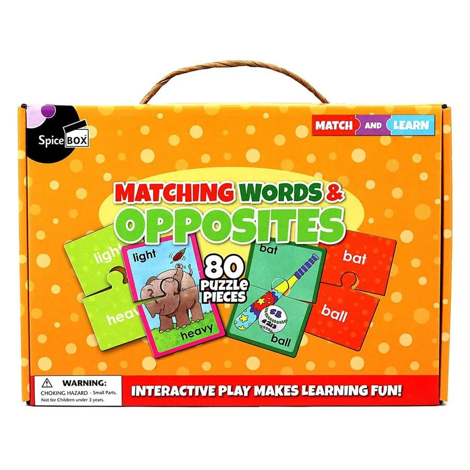 SpiceBox Match & Learn Matching Words & Opposites Jigsaw Puzzle Set (80 Pieces)