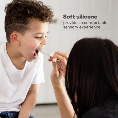 ezpz Baby-Led Toothbrush + Sensory Tongue Depressor Dual Pack (Pewter)