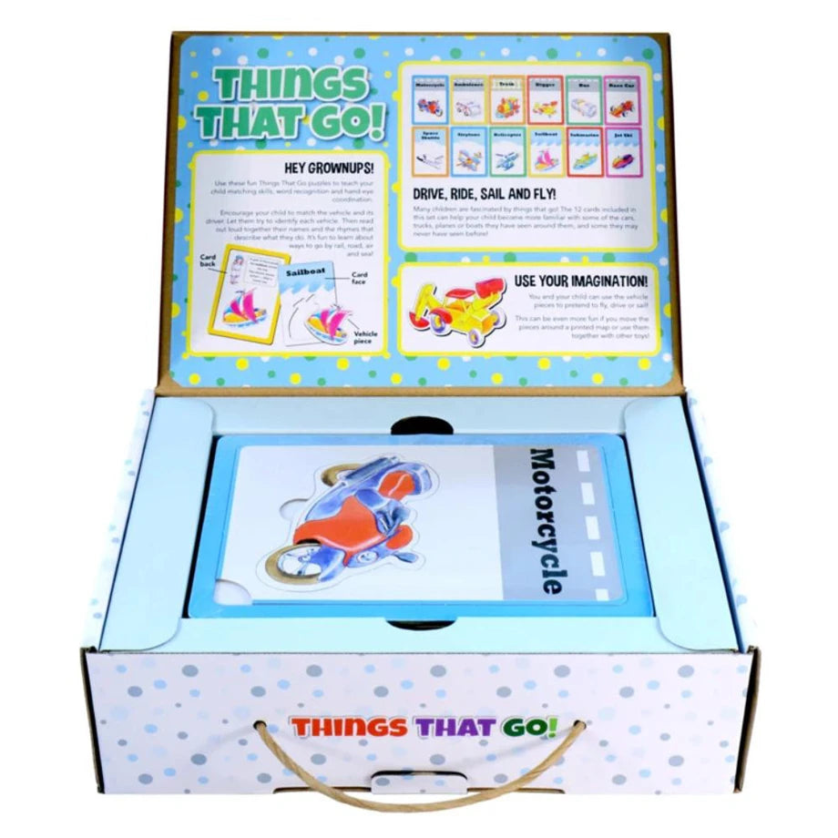 SpiceBox Find & Fit Things That Go Jigsaw Puzzle Cards Set (12 Puzzles)
