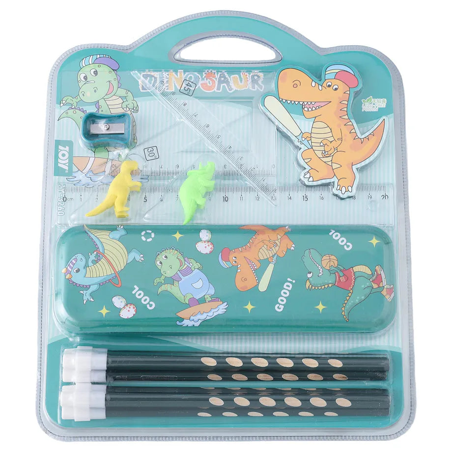 Fab N Funky Dinosaur Theme Stationery Set Pack of 13 (Sea Green)