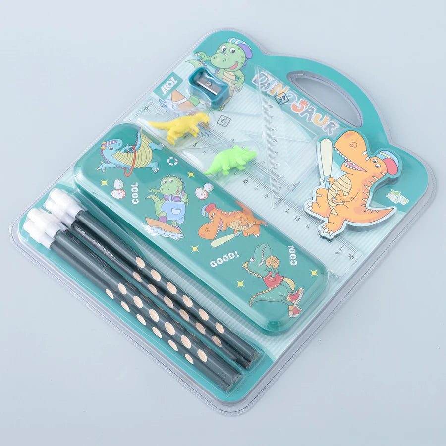 Fab N Funky Dinosaur Theme Stationery Set Pack of 13 (Sea Green)