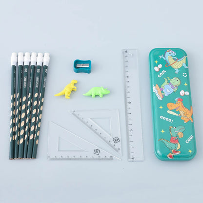 Fab N Funky Dinosaur Theme Stationery Set Pack of 13 (Sea Green)