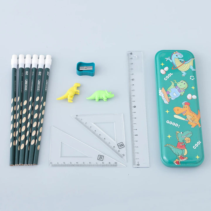 Fab N Funky Dinosaur Theme Stationery Set Pack of 13 (Sea Green)