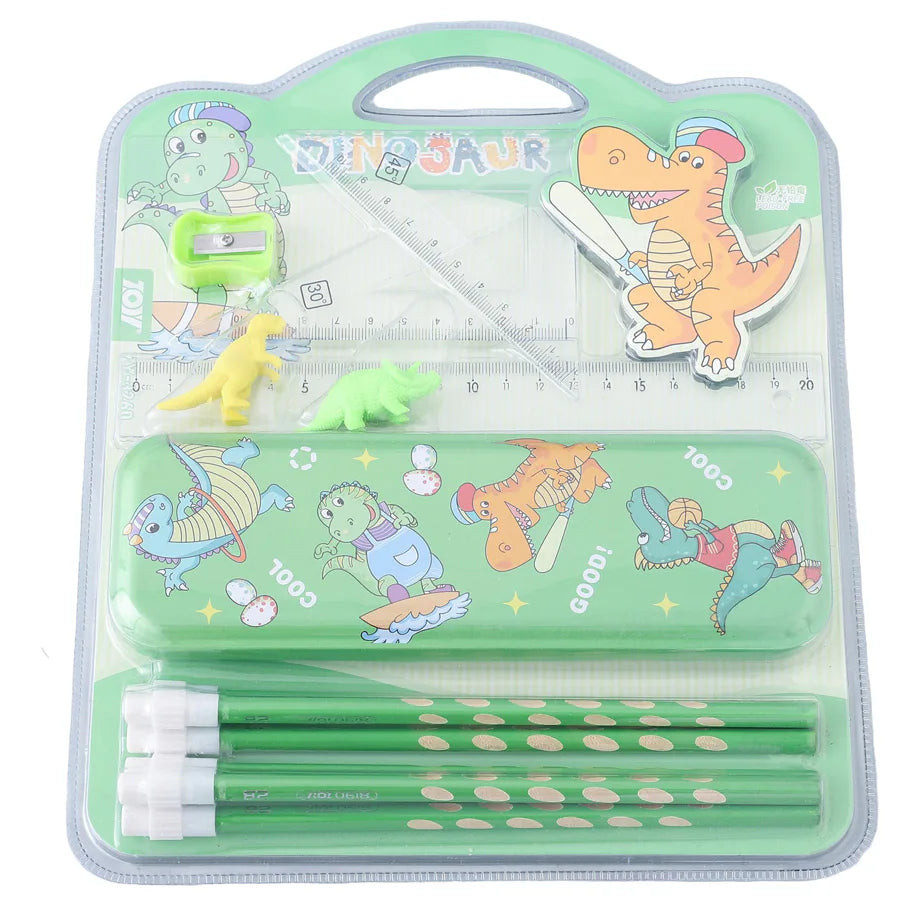 Fab N Funky Dinosaur Theme Stationery Set Pack of 13 (Green)
