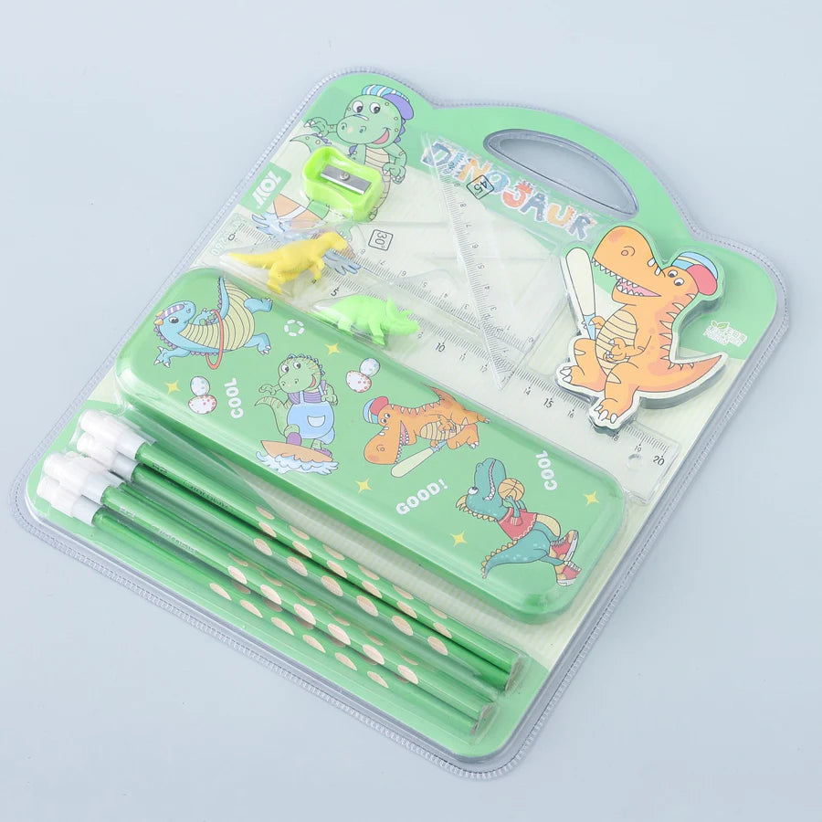 Fab N Funky Dinosaur Theme Stationery Set Pack of 13 (Green)