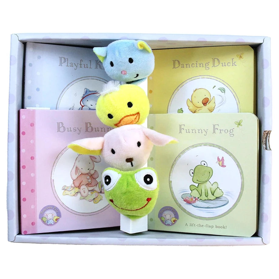 SpiceBox First Library Precious Pals Interactive Board Books & Finger Puppets! Playset (Hardcover, Set of 4)