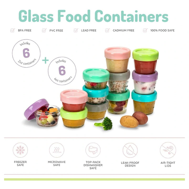 Melii Glass Food Storage Containers 2oz (Set of 12)