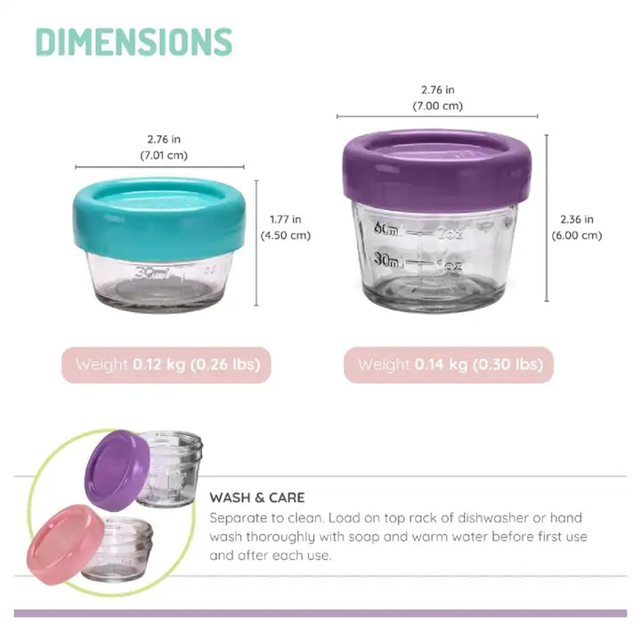 Melii Glass Food Storage Containers 2oz (Set of 12)