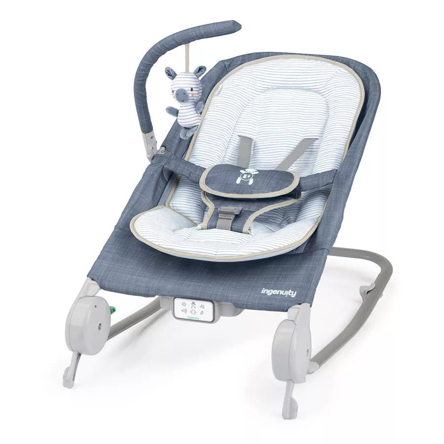 مقعد التدليك Happy Belly Rock-To-Bounce من Ingenuity - Chambray مقعد التدليك Happy Belly Rock-To-Bounce من Ingenuity - Chambray