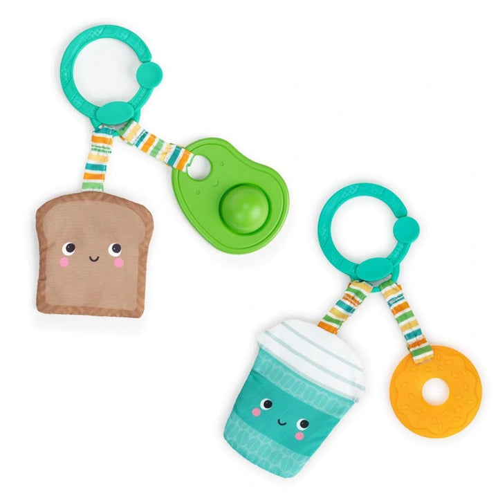Bright Starts Perfect Pair 2-In-1 Teether Toy Coffee Donut Avocado Toast