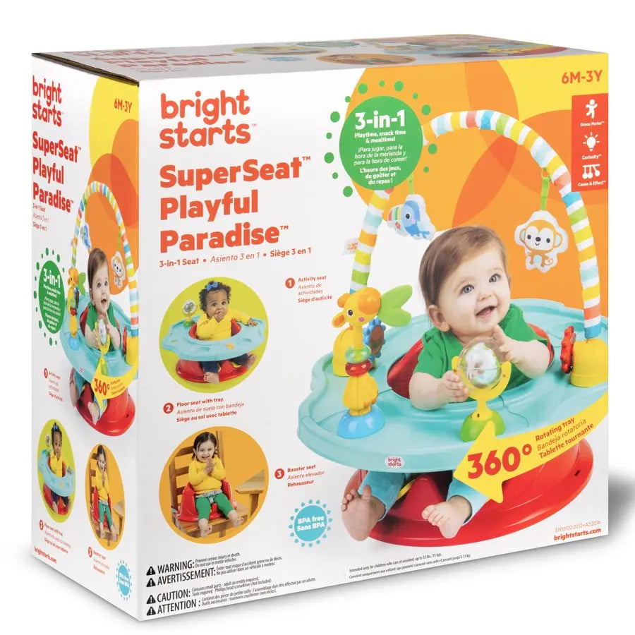 مقعد SuperSeat Playful Paradise 3 في 1 من Bright Starts مقعد SuperSeat Playful Paradise 3 في 1 من Bright Starts