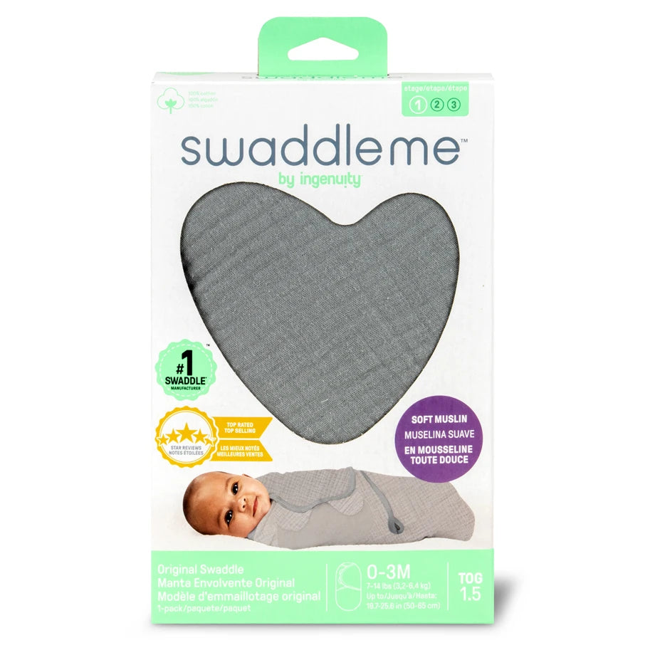 Ingenuity SwaddleMe Muslin Original Swaddle 0-3 Months (Granite)