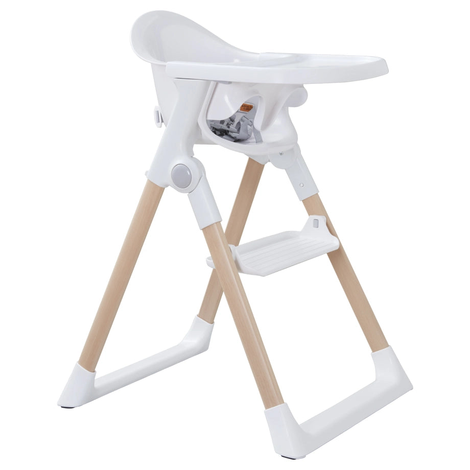 Munchkin Float Foldable High Chair with Wooden Legs (White)