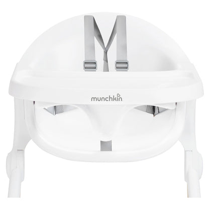 Munchkin Float Foldable High Chair with Wooden Legs (White)