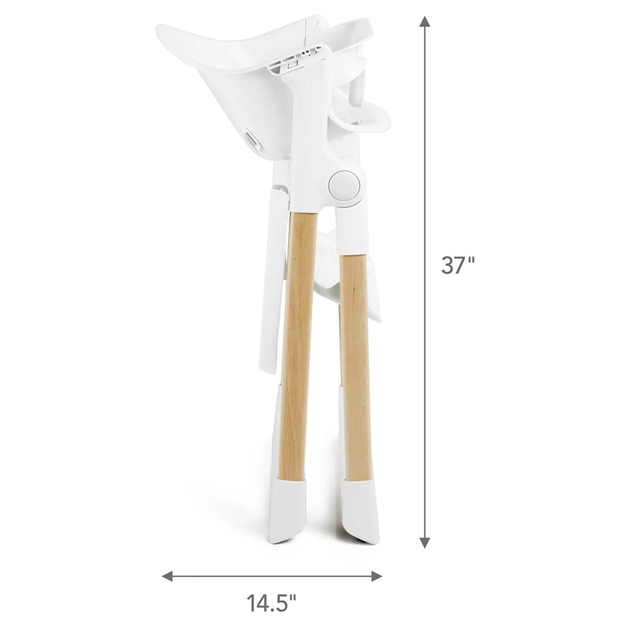 Munchkin Float Foldable High Chair with Wooden Legs (White)