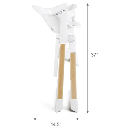 Munchkin Float Foldable High Chair with Wooden Legs (White)