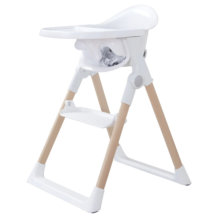 Munchkin Float Foldable High Chair with Wooden Legs (White)