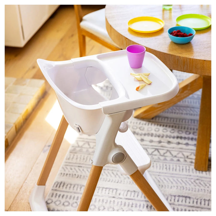 Munchkin Float Foldable High Chair with Wooden Legs (White)