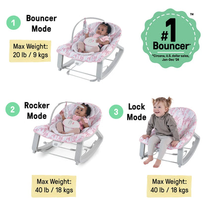 Ingenuity Keep Cozy 3-in-1 Grow with Me Bounce & Rock Seat - Lily