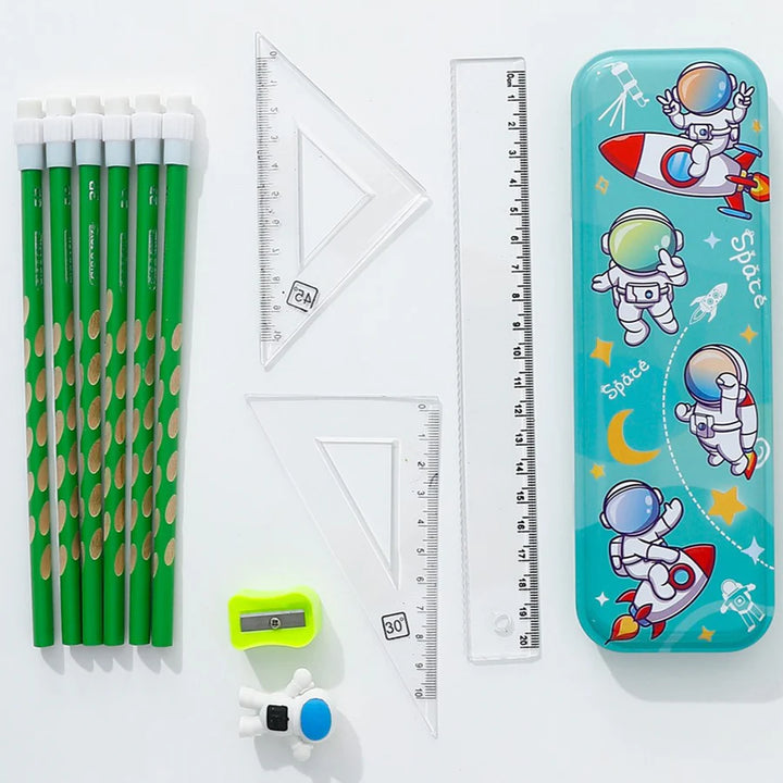 Fab N Funky Stylish Astronaut Kids Stationery Set 12pcs (Green)
