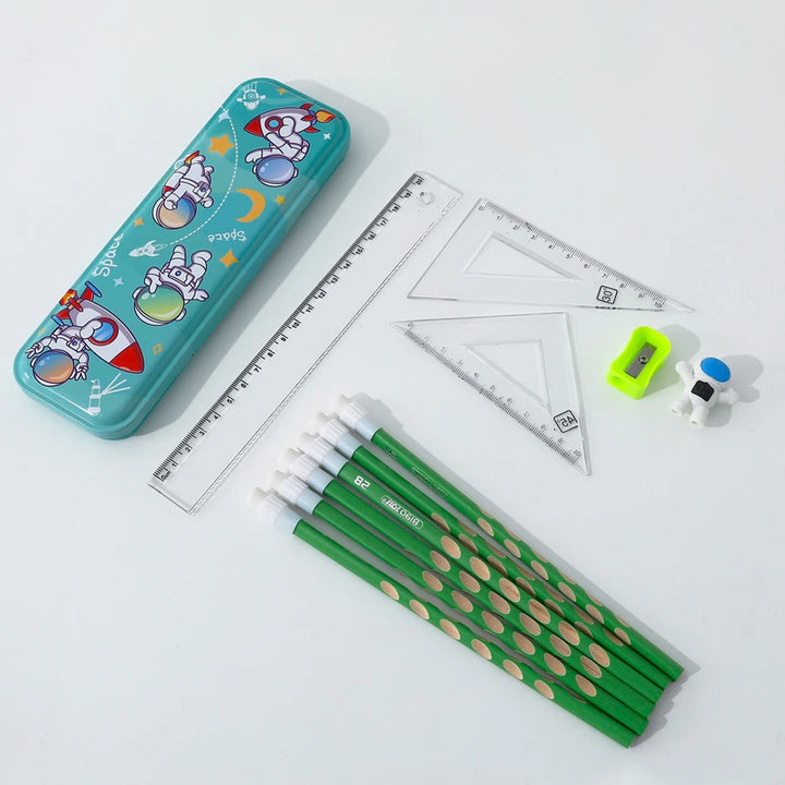 Fab N Funky Stylish Astronaut Kids Stationery Set 12pcs (Green)