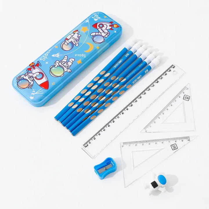 Fab N Funky Stylish Astronaut Kids Stationery Set 12pcs (Blue)