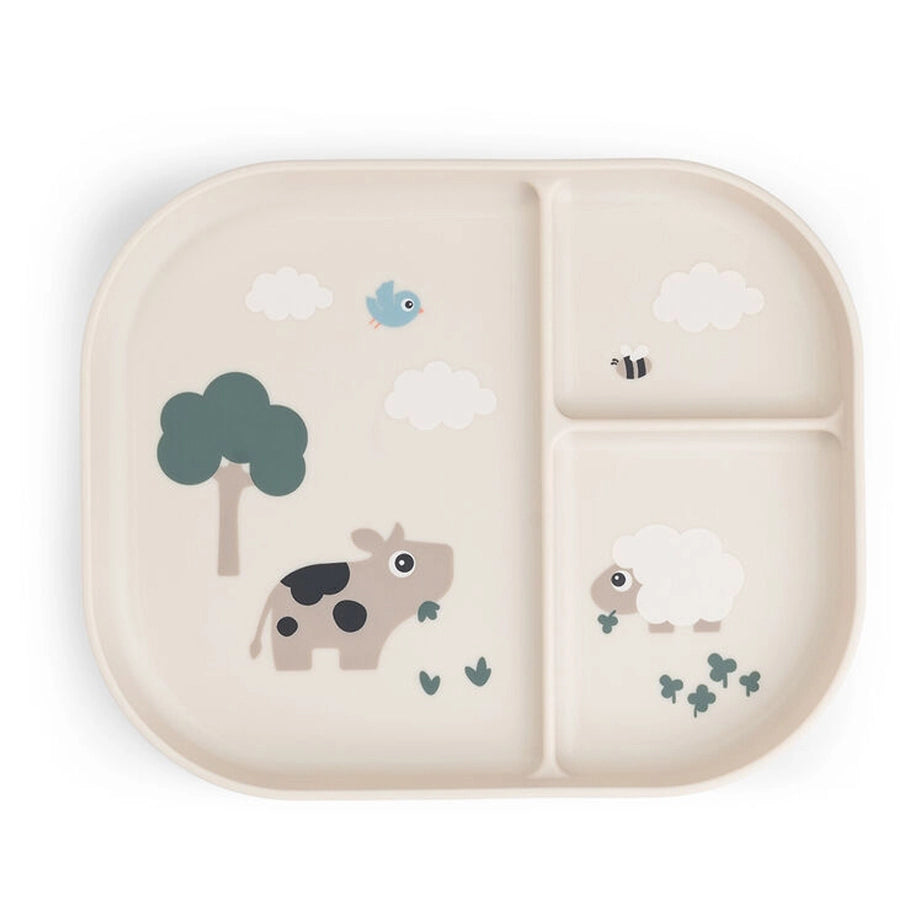 Done By Deer Foodie Compartment Plate Tiny Farm (Sand)