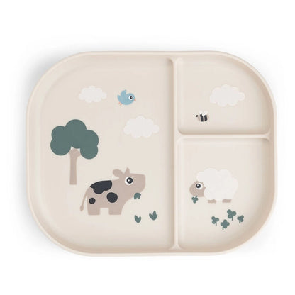 Done By Deer Foodie Compartment Plate Tiny Farm (Sand)