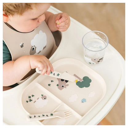 Done By Deer Foodie Compartment Plate Tiny Farm (Sand)